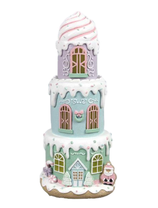 95924 | Resin layered Cake Gingerbread LED House Tabletop w/Timer