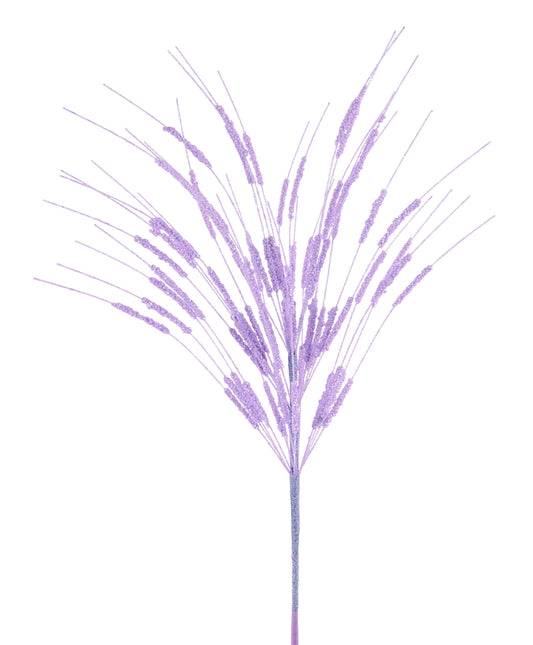 MN053213 | 22"L |  Irid Glttr Mini Bead Cattail Spray |  Lavender - A&B Wholesale Market Inc