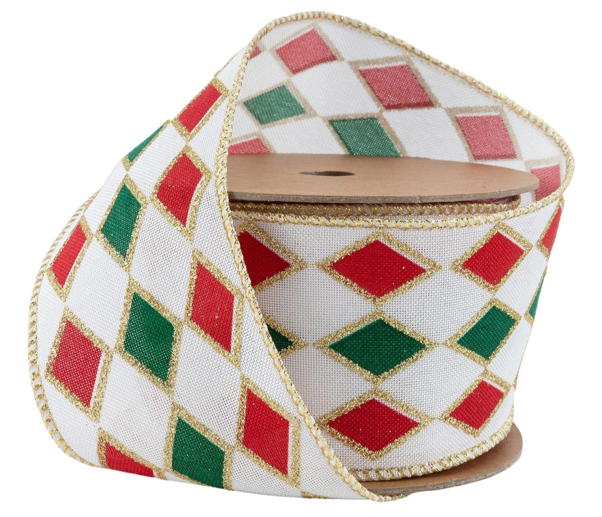 9647W-039-63E | 2.5" | Red/Green Diamond Glitter | 10yds
