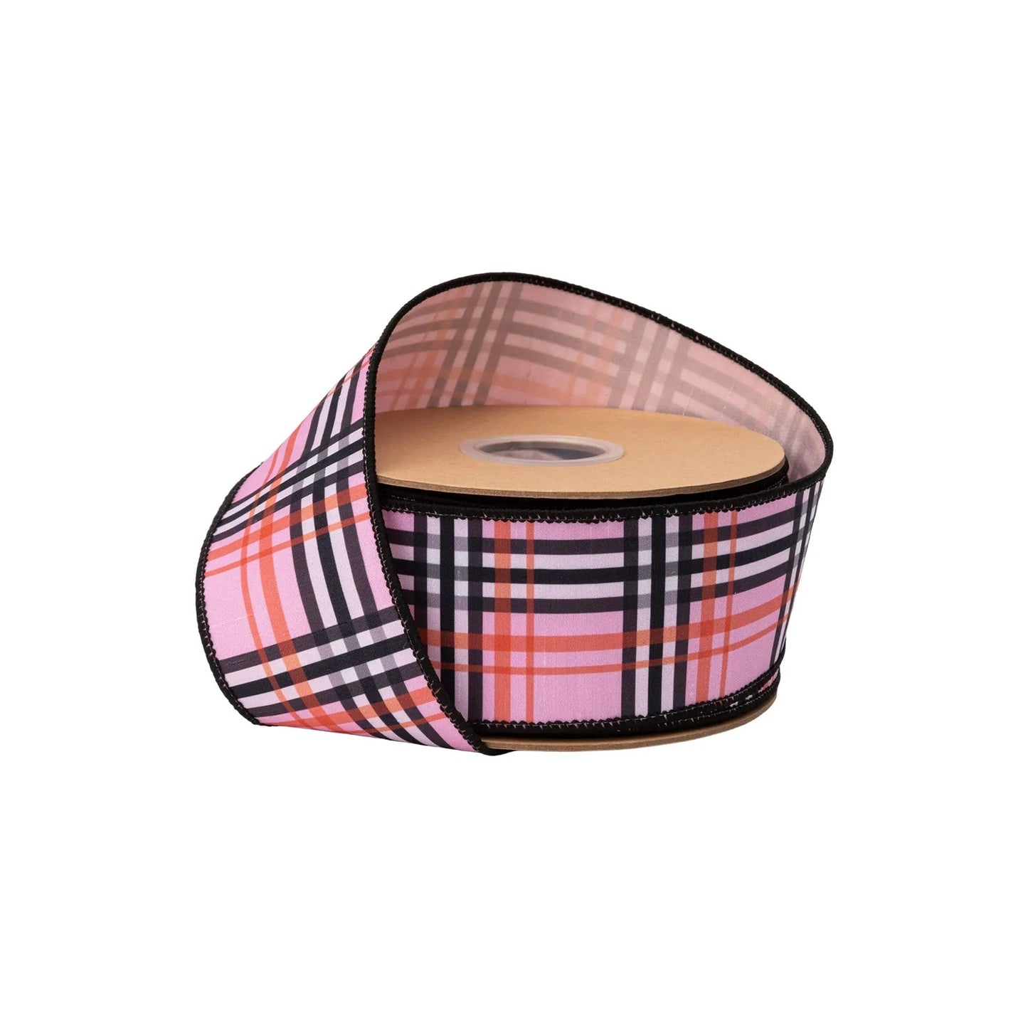 9736W-150-63E | 2.5" | Dupioni Fashion Plaid on Pink w/Pink Backing | 10yds