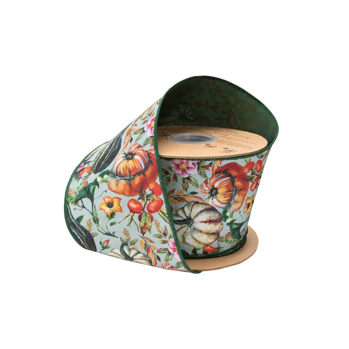 9787W-593-100E | 4" | Dupioni Gourds on Green w/Green Backing | 10yds