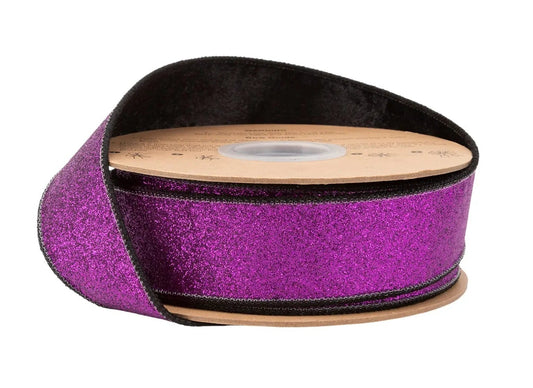 9799W-465-38E | 1.5" | Purple Glitter w/Velvet Black Backing | 10yds
