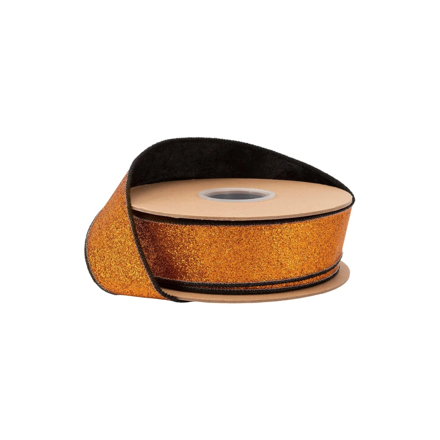 9799W-690-38E | 1.5" | Orange Glitter w/Velvet Black Backing | 10yds
