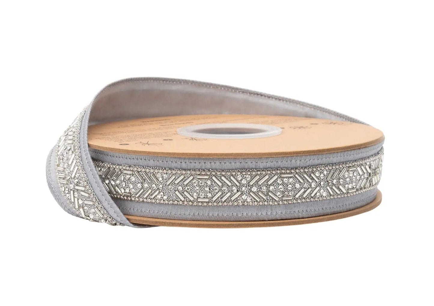 9836W-012-25E | 1" | Wired Ribbon | Silver Beaded w/Silver Backing | 10yds