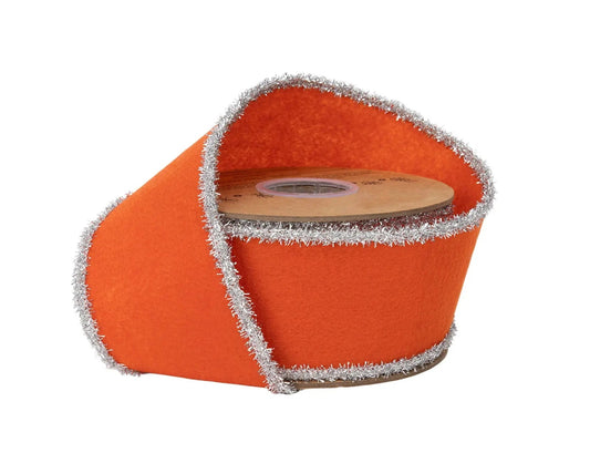 9838W-750-63E | 2.5" | Felt Orange w/Tinsel Edge | 10yds