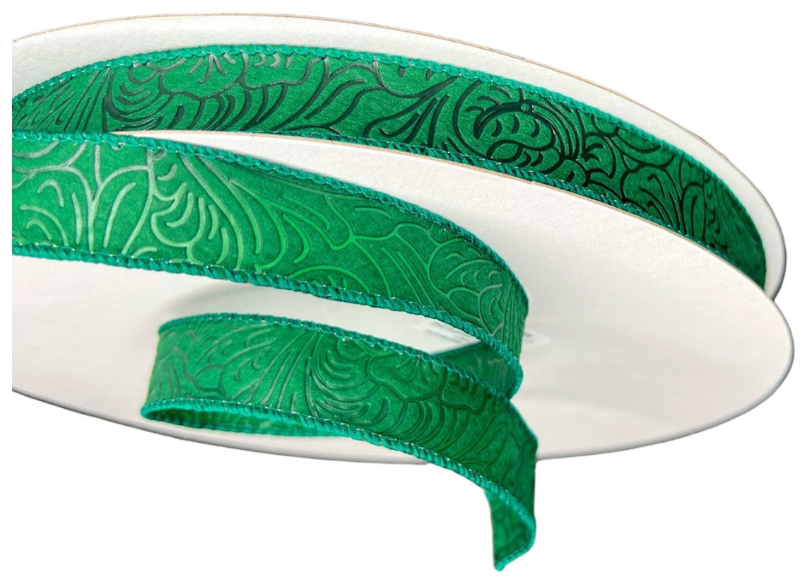 984205-07C | 7/8" | FLOWER EMBOSSED | HUNTER GREEN | 50YD