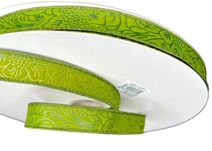 984205-08C | 7/8" | FLOWER EMBOSSED | MOSS | WATER RESISTANT | 50YDS