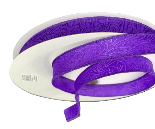 984205-11C | 7/8" | PURPLE | FLOWER EMBOSSED | WATER RESISTANT | 50YD