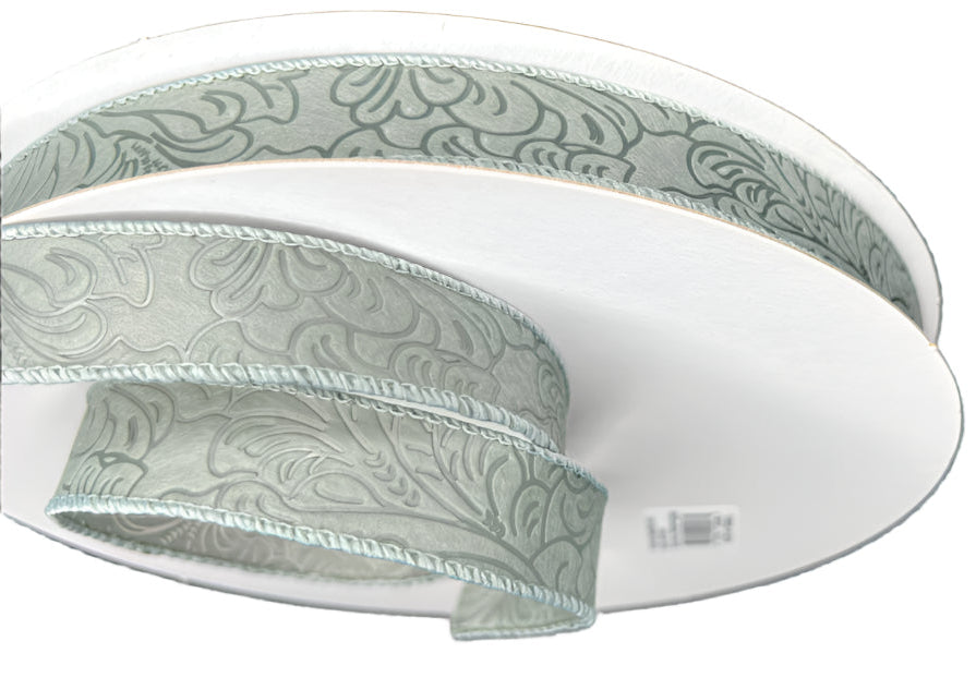 984205-16C | 7/8" | FLOWER EMBOSSED | GREY | WATER RESISTANT | 50YDS