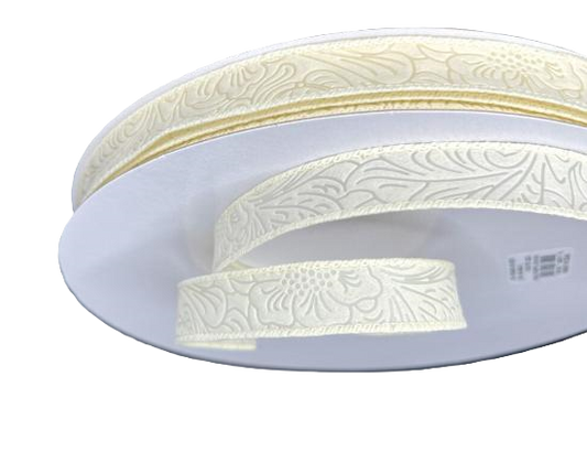 984205-18C  | 7/8" | IVORY | FLOWER EMBOSSED | WATER RESISTANT | 50YD