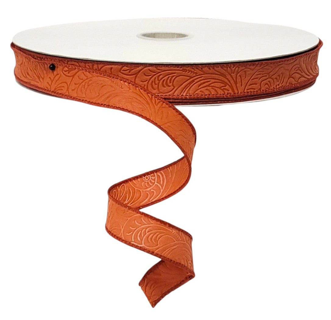 984205-31C | 7/8" | FLOWER EMBOSSED | RUST | WATER RESISTANT | 50YDS