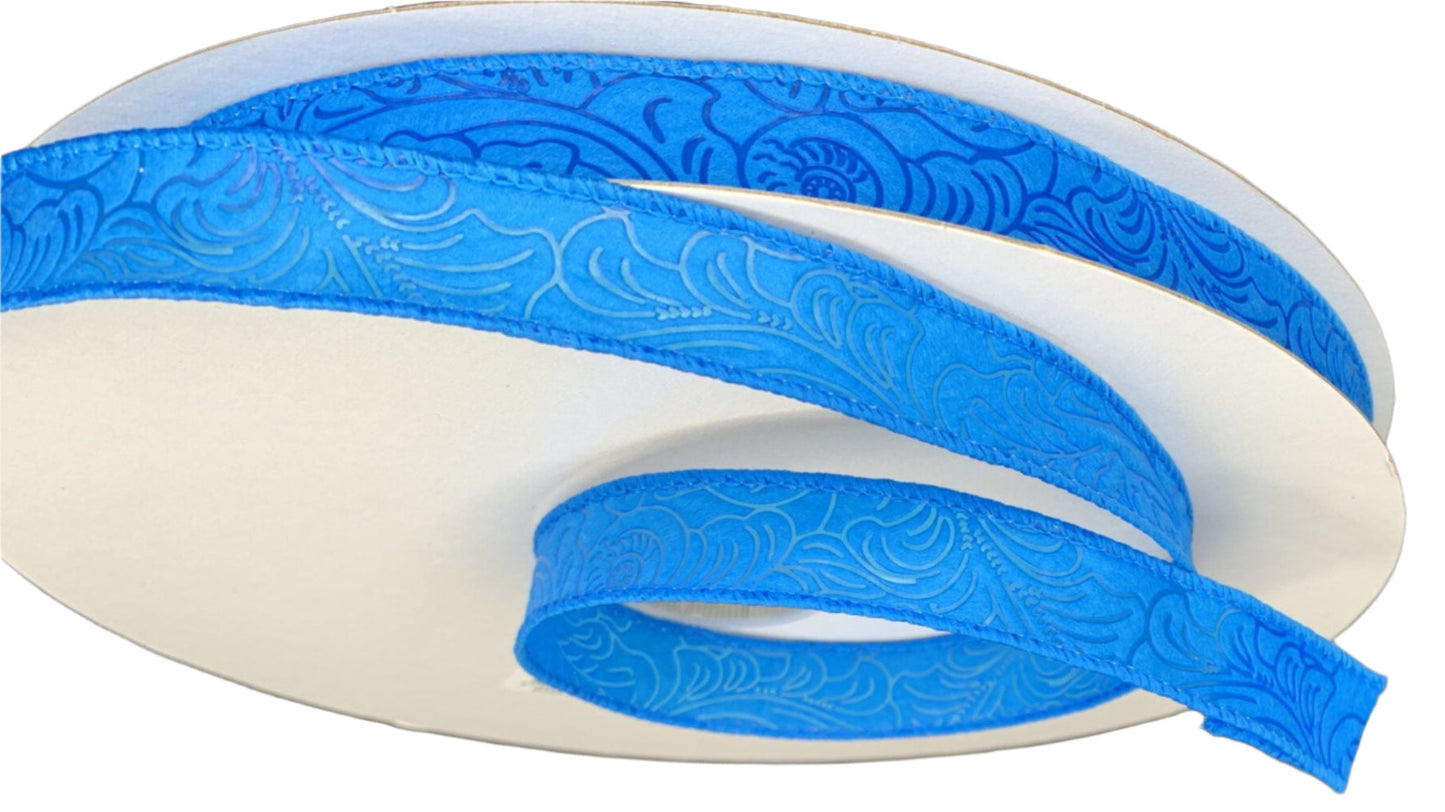 984205-39C | 7/8" | FLOWER EMBOSSED | TURQUOISE | 50YD