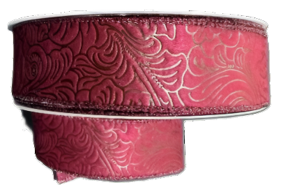 984209-10C | 1.5" | BURGUNDY | FLOWER EMBOSSED | WATER RESISTANT | 50YD