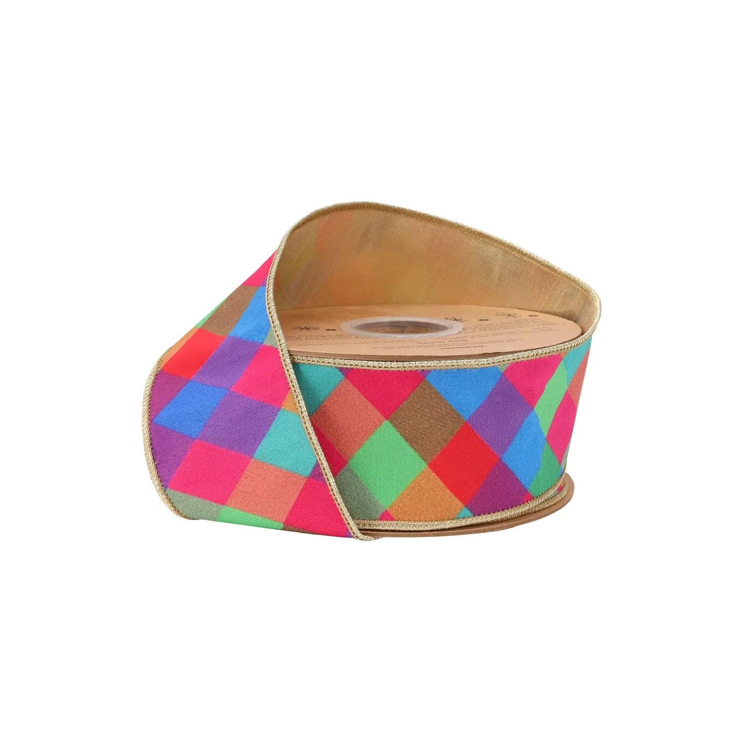 9855W-023-63E | 2.5" | Dupioni Multi Jewel Tone Plaid w/Gold Fused Dupioni Backing | 10yds