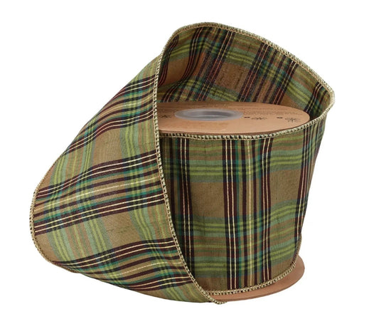 9870W-587-100E | 4" | Green Metallic Plaid | 10yds