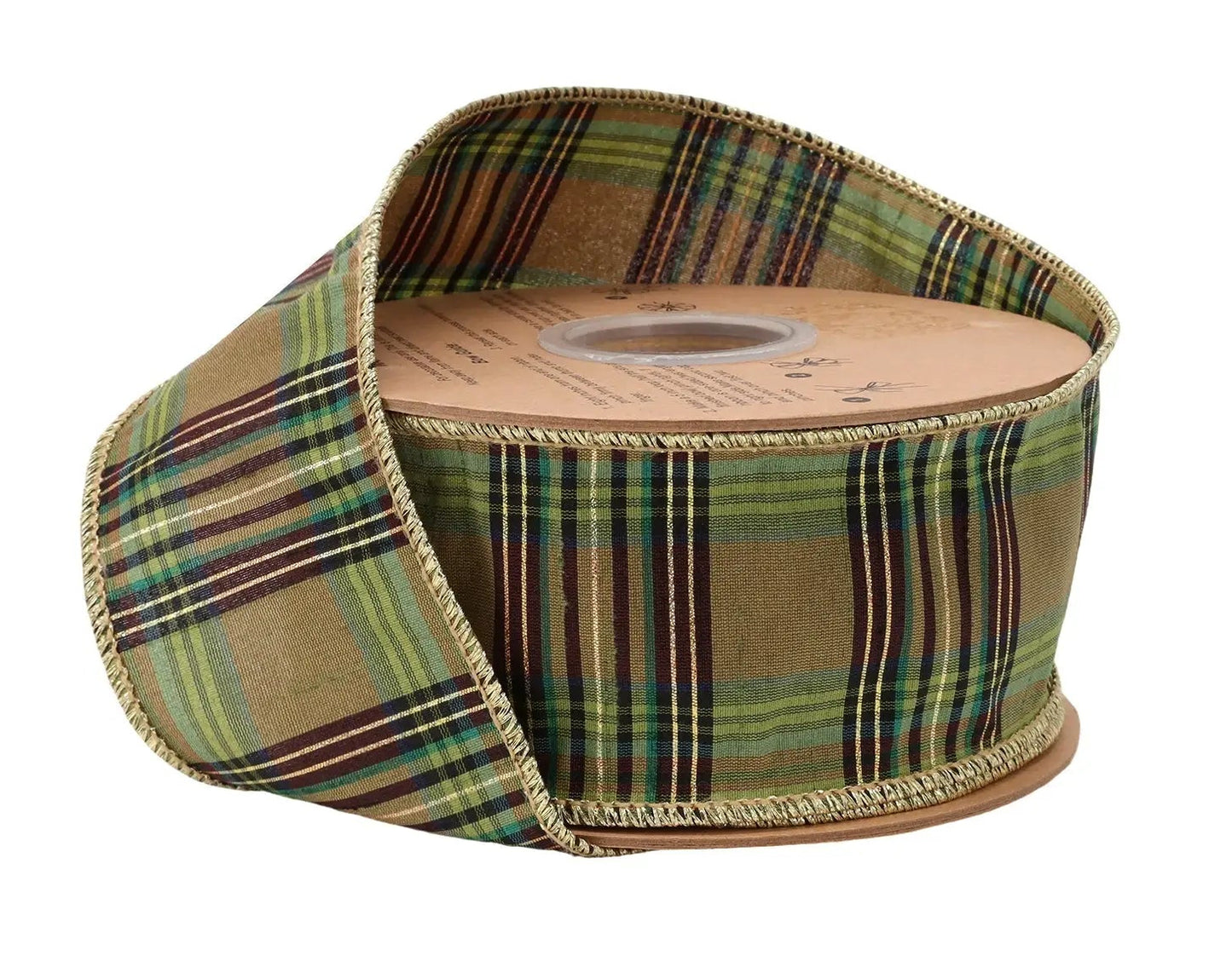 9870W-587-63E | 2.5" | Green Metallic Plaid | 10yds