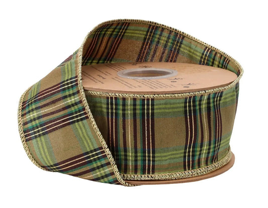 9870W-587-63E | 2.5" | Green Metallic Plaid | 10yds
