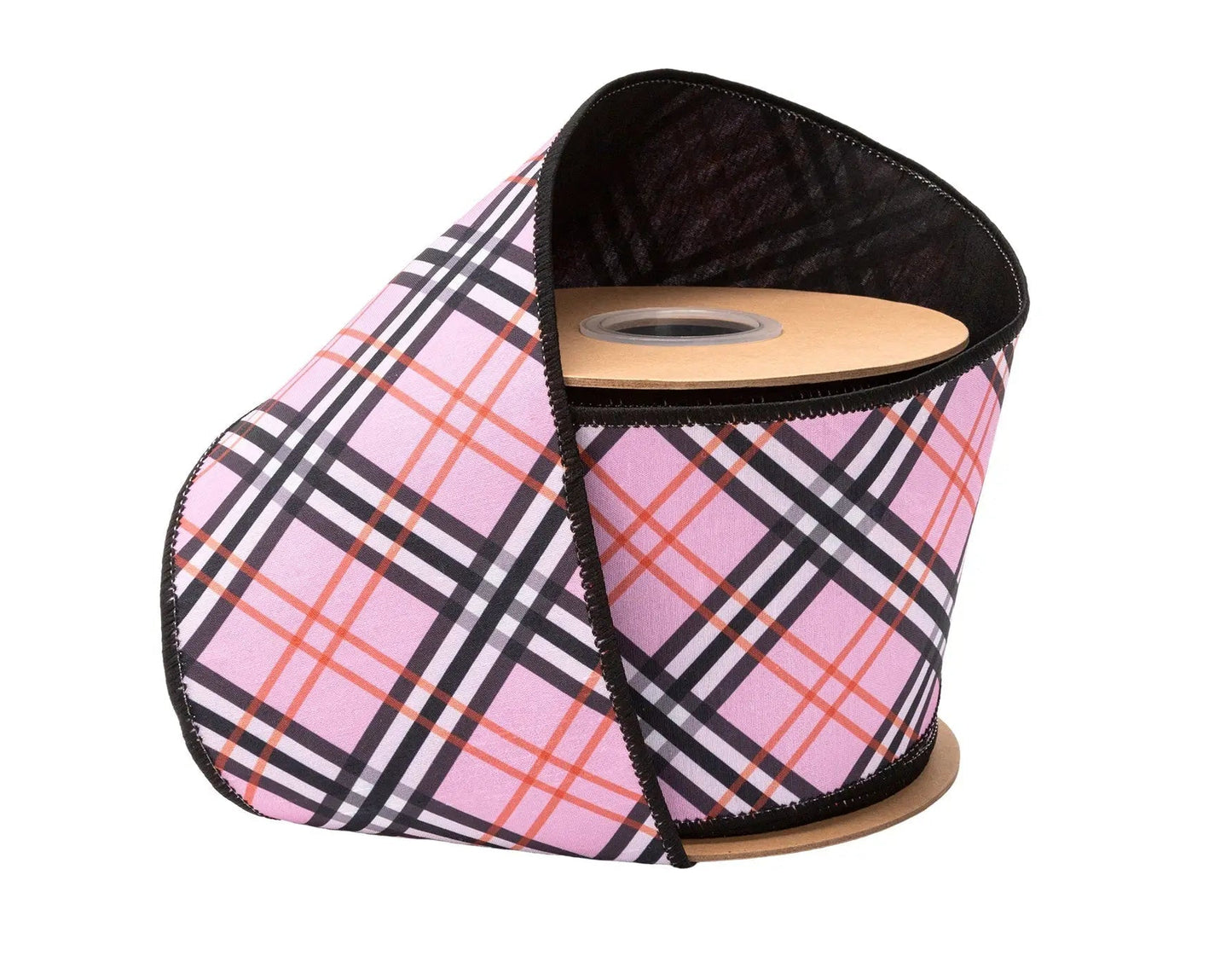 9882W-150-100E | 4" | Wired Dupioni Ribbon | Bias Cut Fashion Plaid w/Black Backing | 10yds