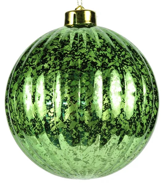 XH932139 | 120Mm | Antique Look Vertical Stripe Ball | Shiny Lime Green