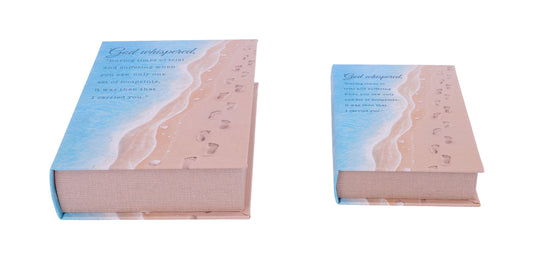AW0296 |  9.5"H-11.75"H |  Footprints Book Box |  2Pcs/Set
