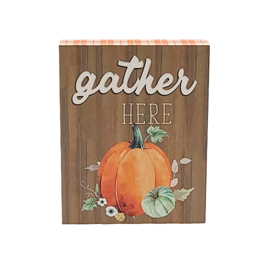 A22074 Fall "Gather Here" Word Block