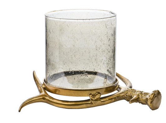 AC0523 | 15.25"L x 9.5"H | Glass Antler Candle Holder