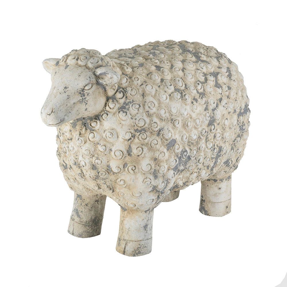 B0021 | 25.5x13x18" | Magnesium Sheep Figurine w/Weathered White/Gray Finish
