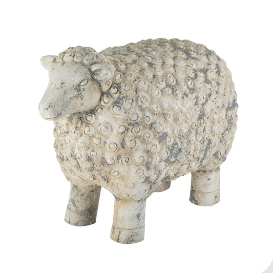 B0021 | 25.5x13x18" | Magnesium Sheep Figurine w/Weathered White/Gray Finish