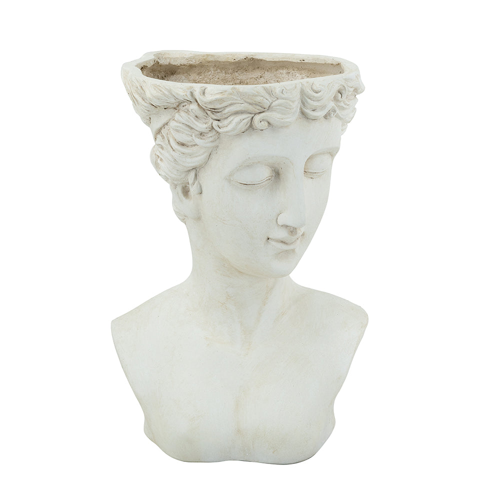 B8970 | 14x13.5x20" Magnesium Female Bust Planter w/Earthy White Finish