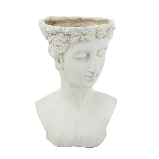 B8970 | 14x13.5x20" Magnesium Female Bust Planter w/Earthy White Finish