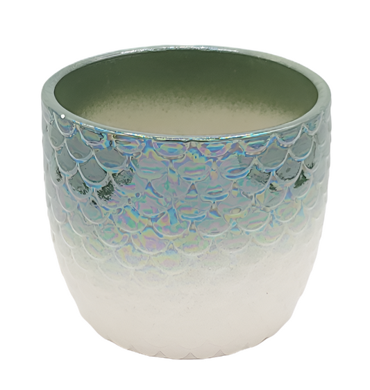 C1182  4.5" OP ROUND GREEN VARIGATED CERAMIC POT