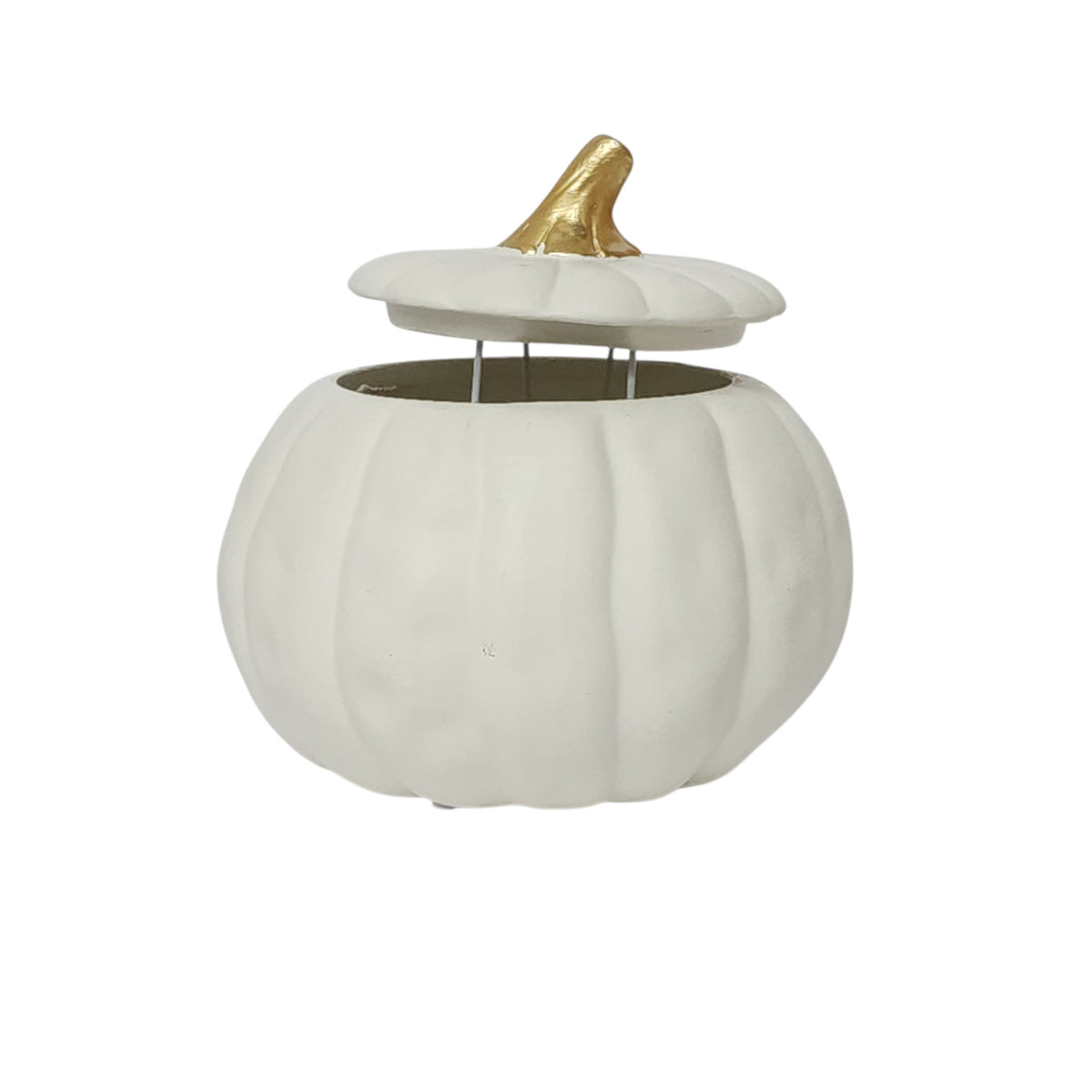 C1806 | 6" | CERAMIC PUMPKIN POT W/LID | MATTE WHITE