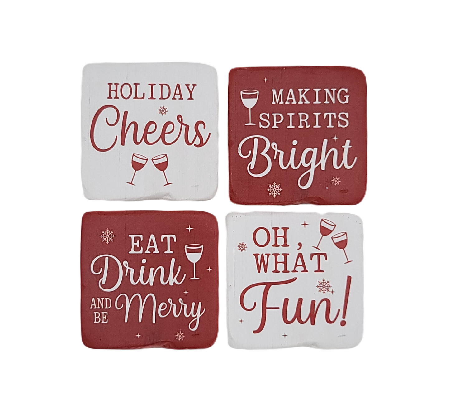 C22220 | Holiday Coaster | Red/White | 4Pcs/Set