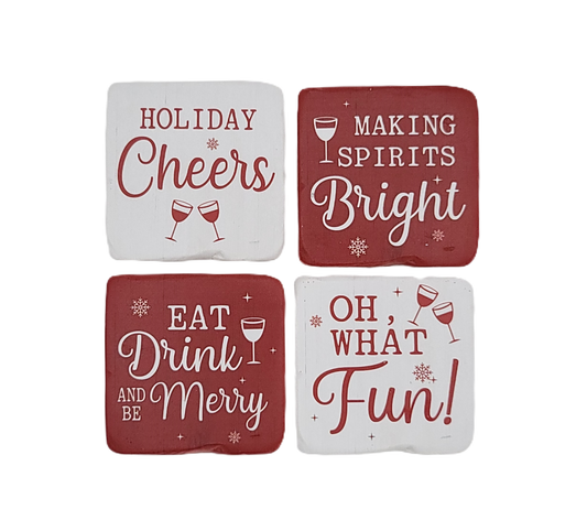 C22220 Red/White Holiday Coaster S4