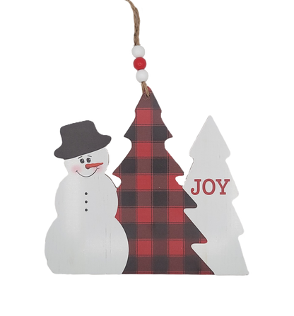 C22227 | Joy Triple Tree/Snowman | Red/Black