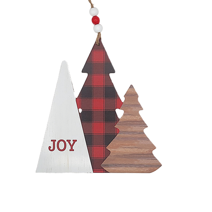 C22227 | Joy Triple Tree/Snowman | Red/Black