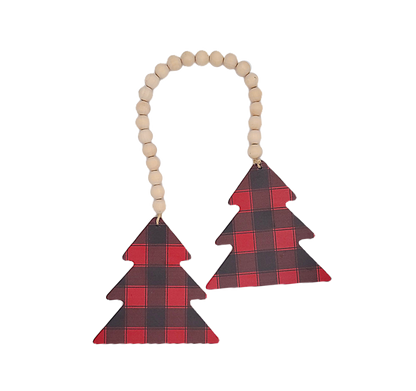 C22230 | Double Tree/Star Ornament | Red/Black