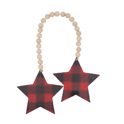 C22230 | Double Tree/Star Ornament | Red/Black