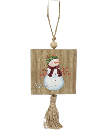 C22240 | Snowman Ornament w/Tassel | 4 Assorted