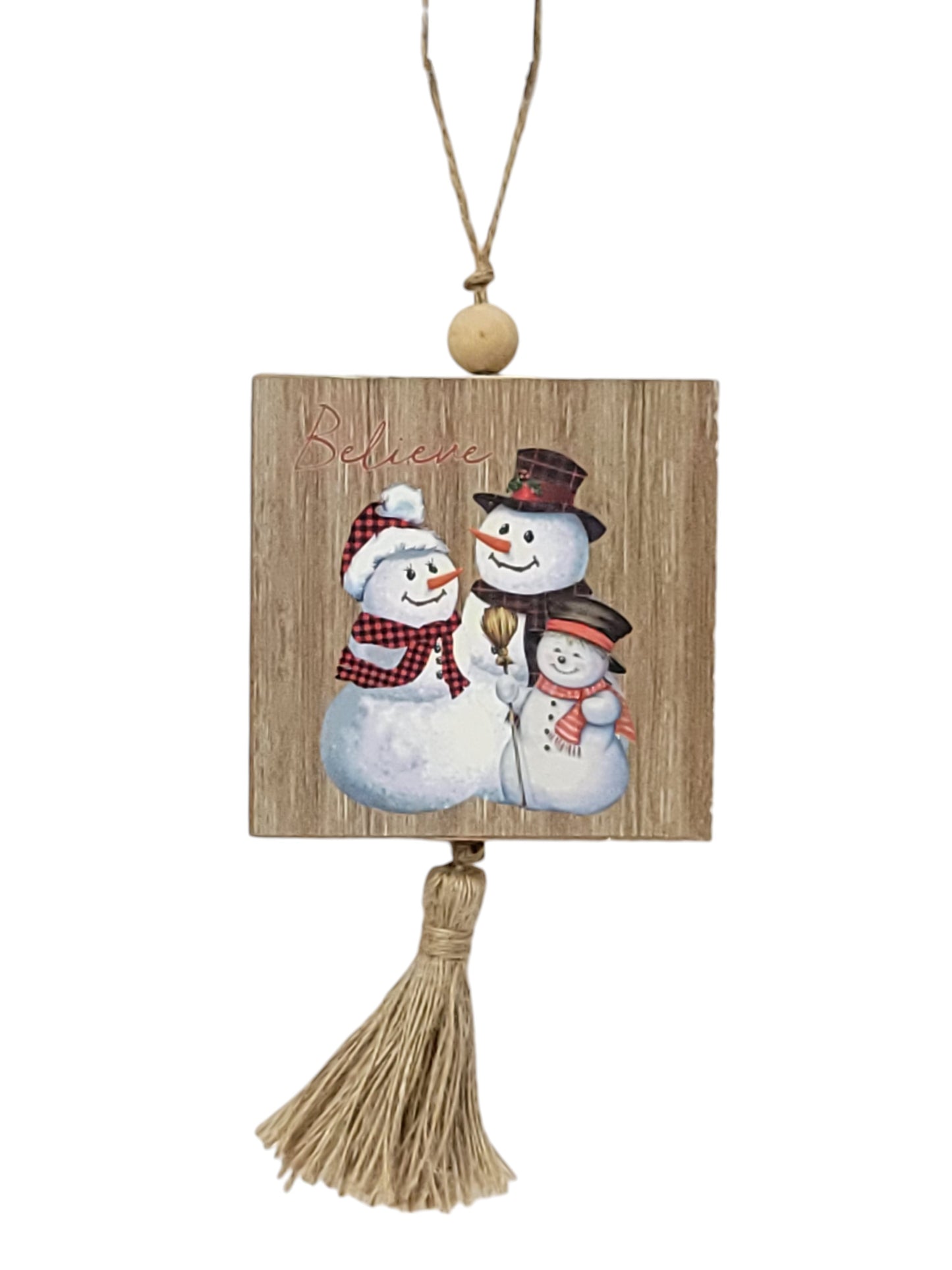 C22240 | Snowman Ornament w/Tassel | 4 Assorted