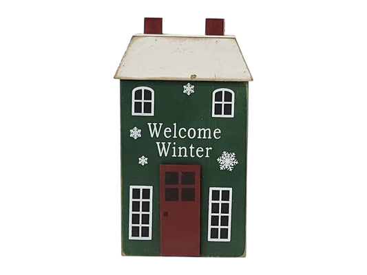 C22270 | SMALL WOOD HOLIDAY HOUSE BLOCK | 3 ASSORTED