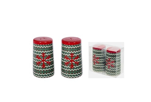 C24707  CERAMIC JOLLY GREEN SALT/PEPPER SET/2