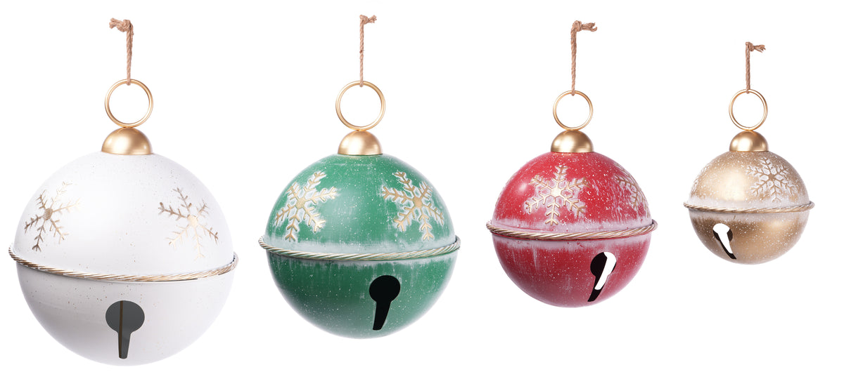 C25479 | Jumbo Metal Snowflake Embossed Bells | 4pcs/Set