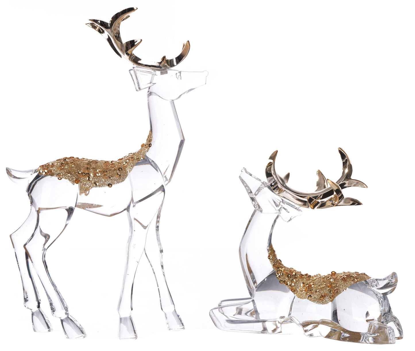 C25601 | Large Acrylic Glitter Deer Standing | 2Pcs/Set