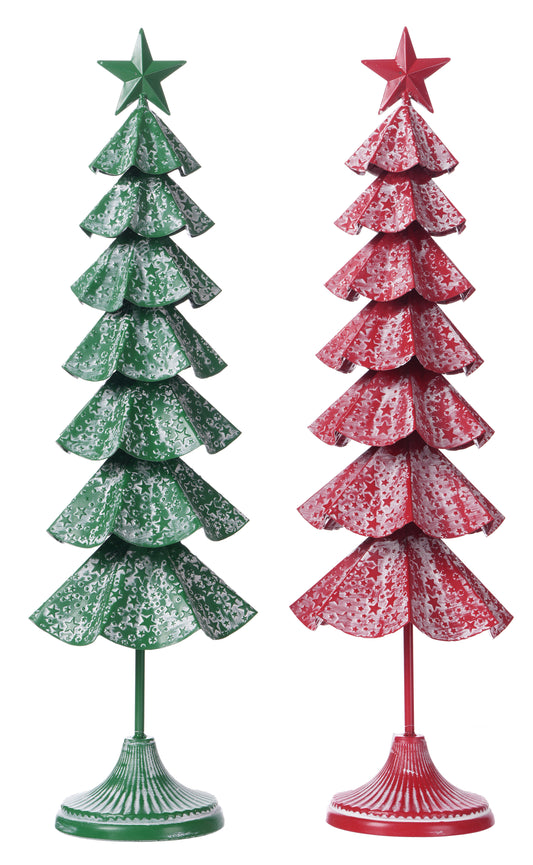 C25630 | 32"H | Large Red/Green Whitewash Tree  | 2 Asst. Colors