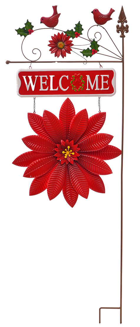 C26102 | Metal Poinsettia Welcome Stake