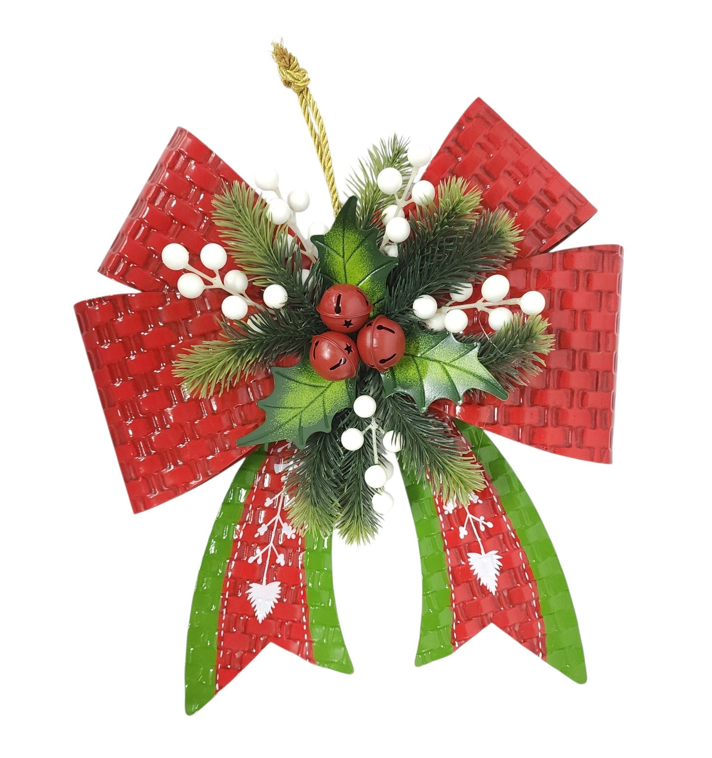 C26111 | Metal Holiday Bow w/Bells Hanger