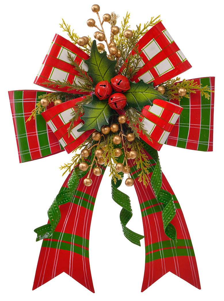 C26112 | Metal Plaid Bow w/Bells Wall