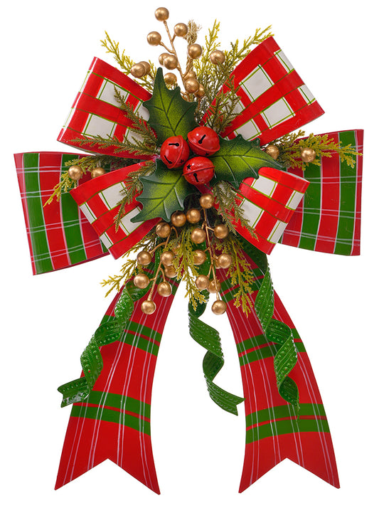 C26112 | Metal Plaid Bow w/Bells Wall