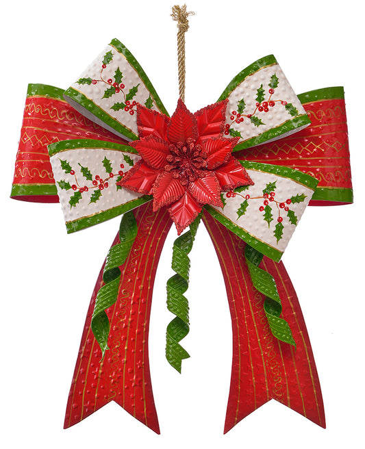 C26113 | Metal Bow W/Poinsettia Hanger